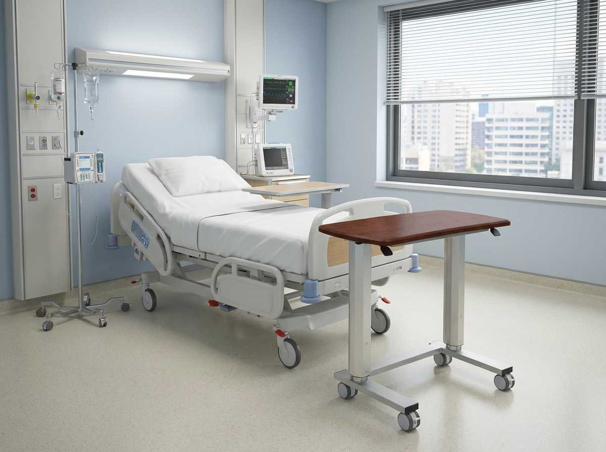 MedViron Surf Height Adjustable Work Surface in hospital room