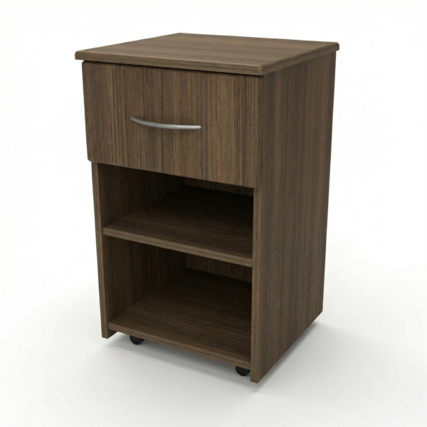 Hospital Bedside Cabinet - medViron - Dura-Tough One Drawer - Walnut